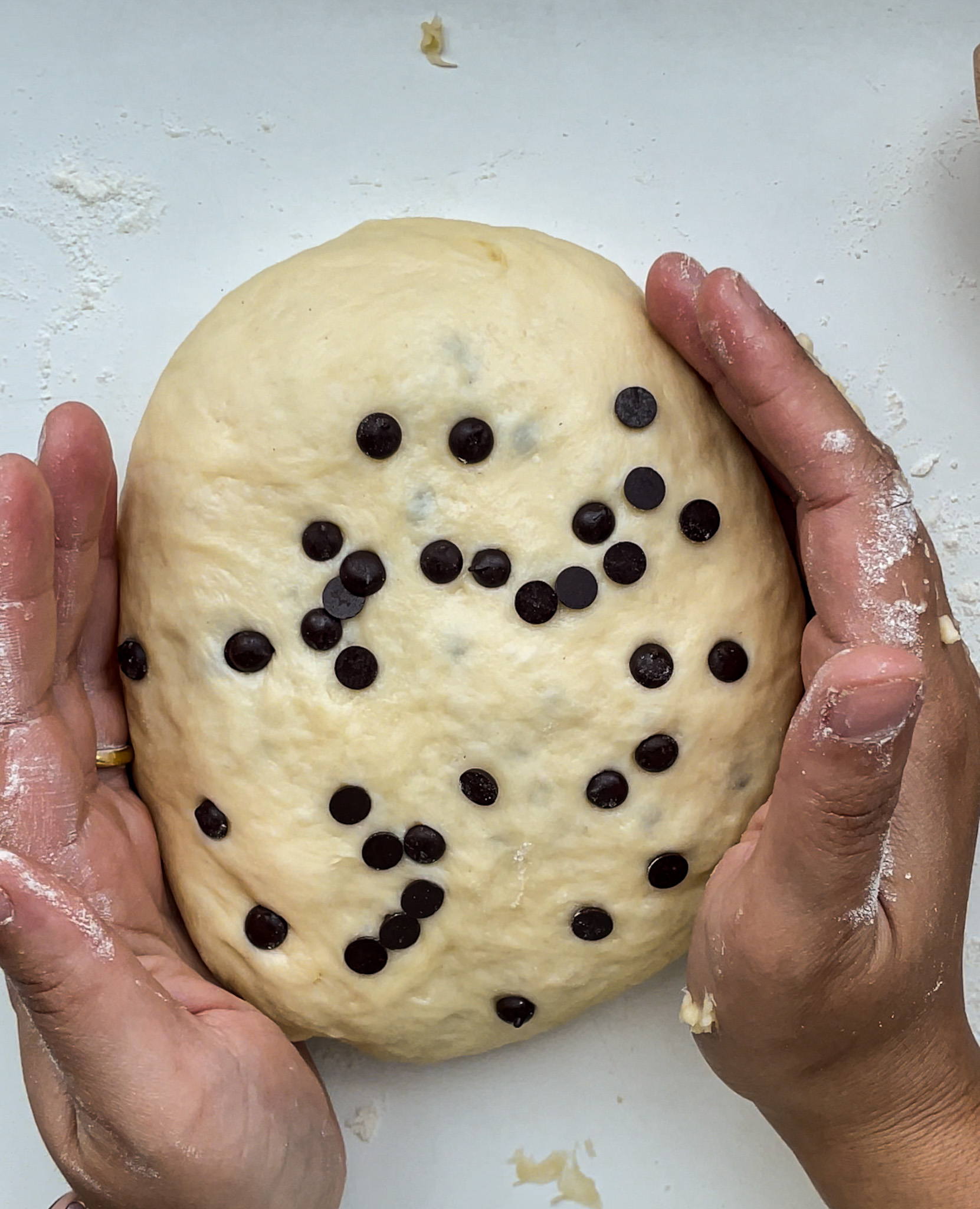 Preparing Dough for Chocolate Chip Brioche