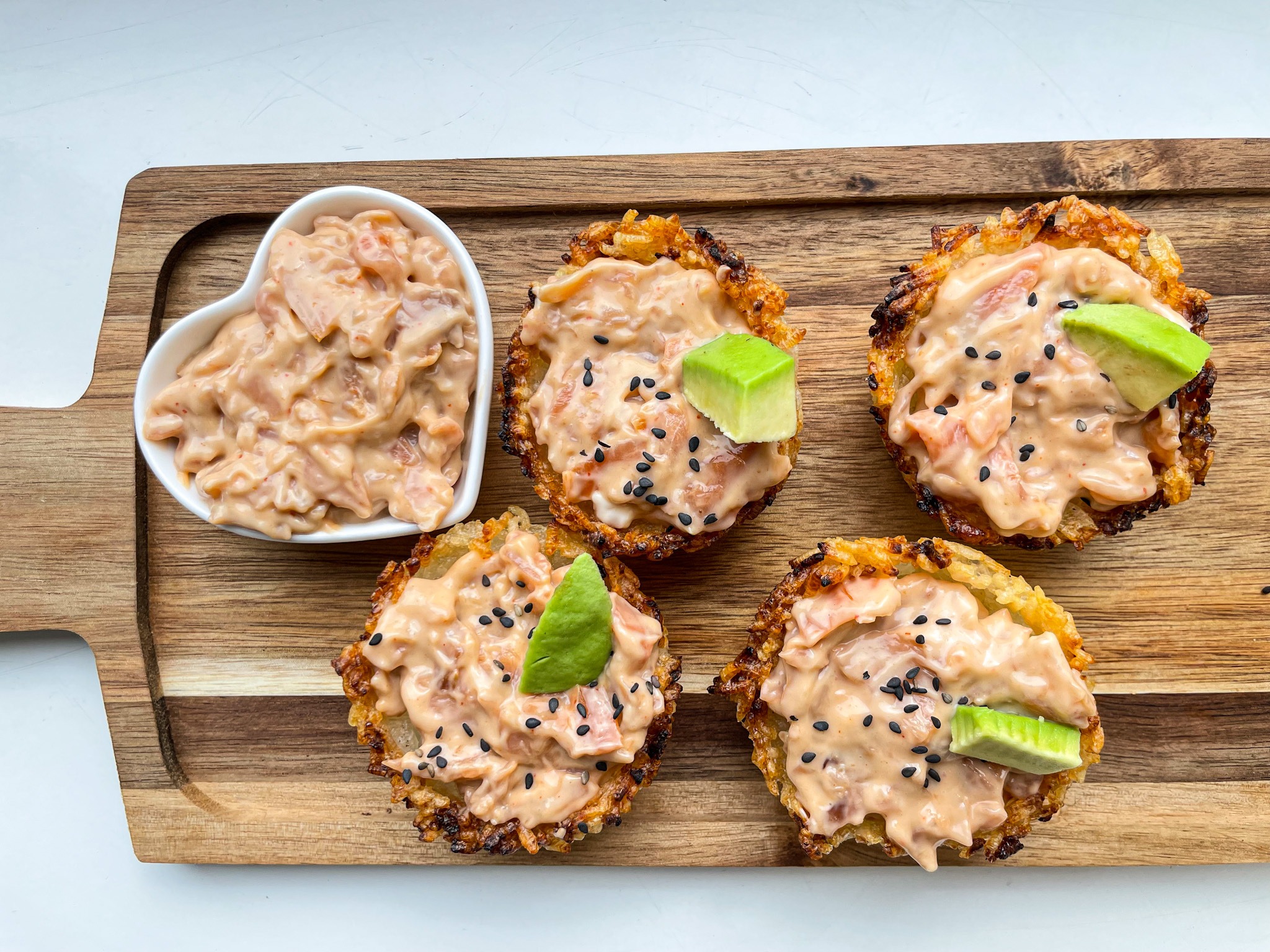 TERIYAKI SALMON CRISPY RICE CUPS