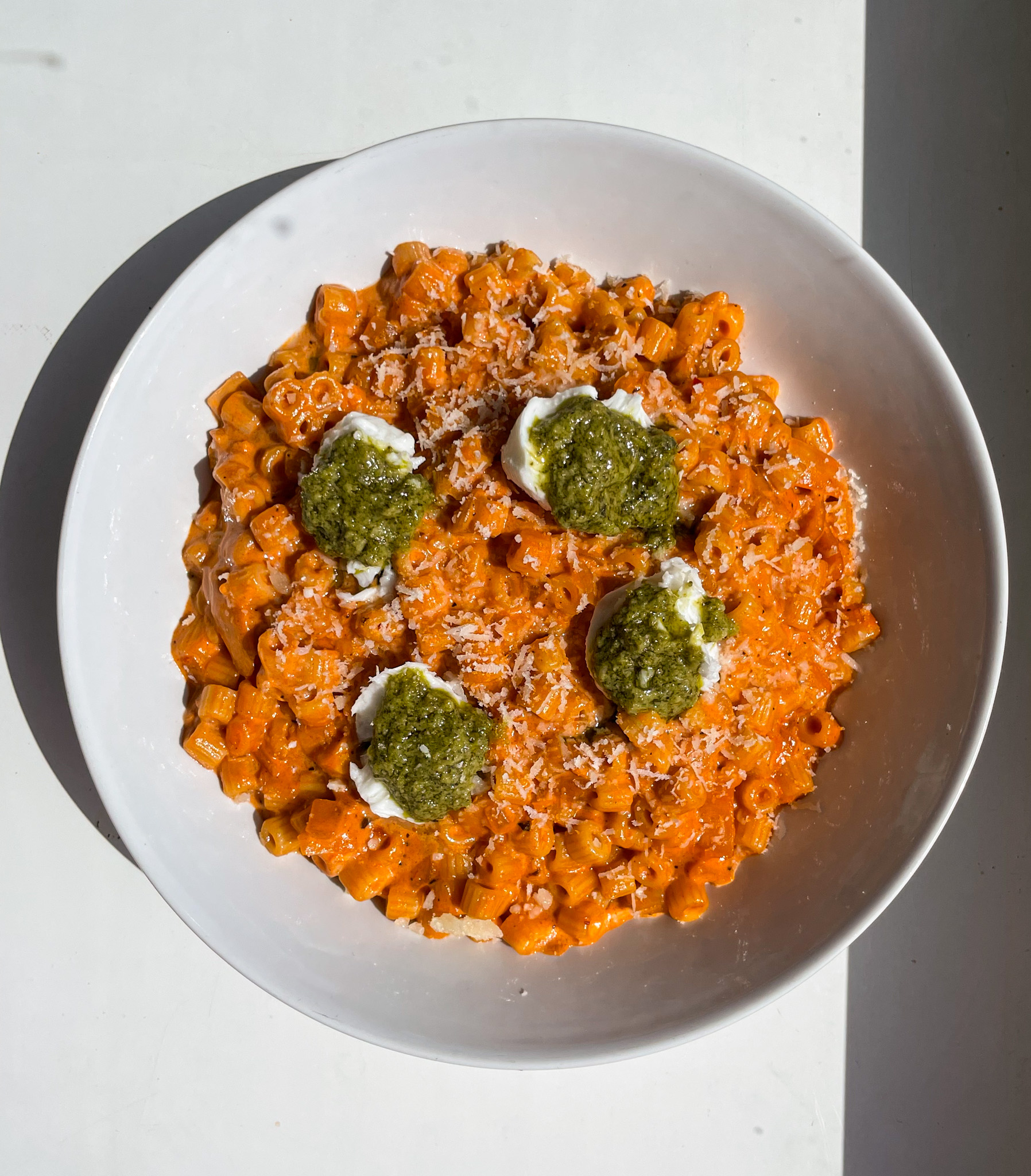 BUBBLY PINK PASTA WITH BUFFALO CHEESE