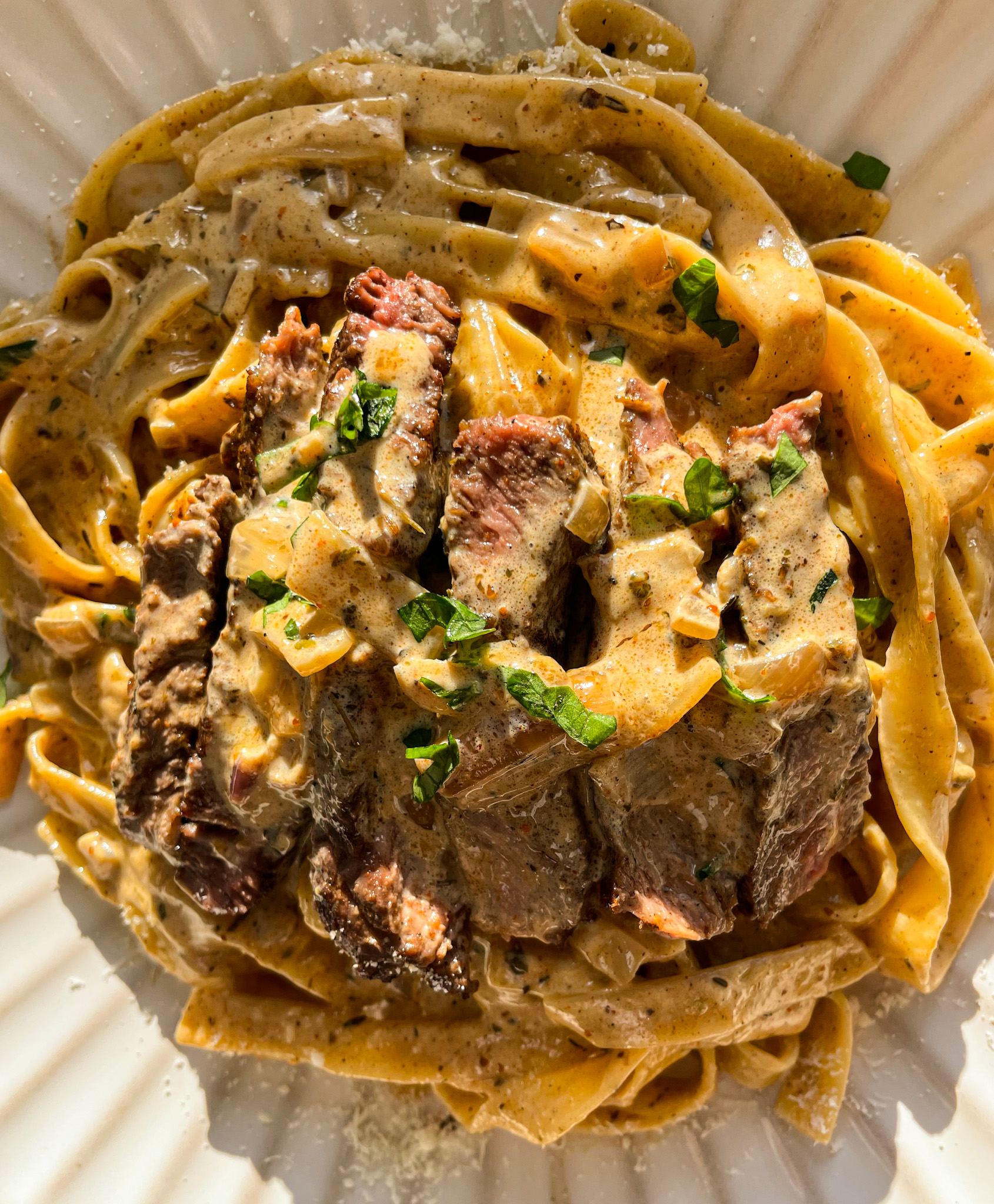 Creamy Cajun Steak Pasta