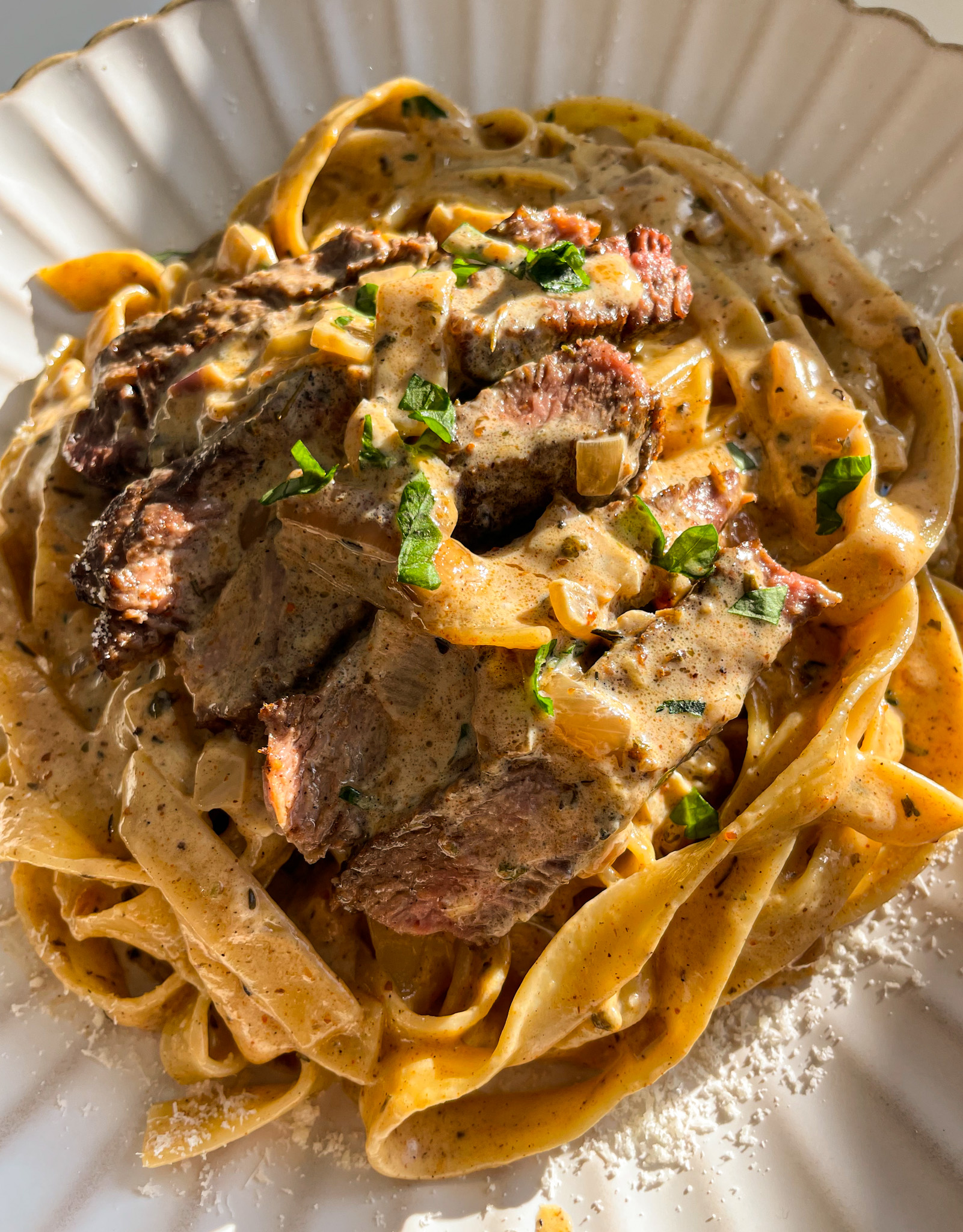 Creamy Cajun Steak Pasta