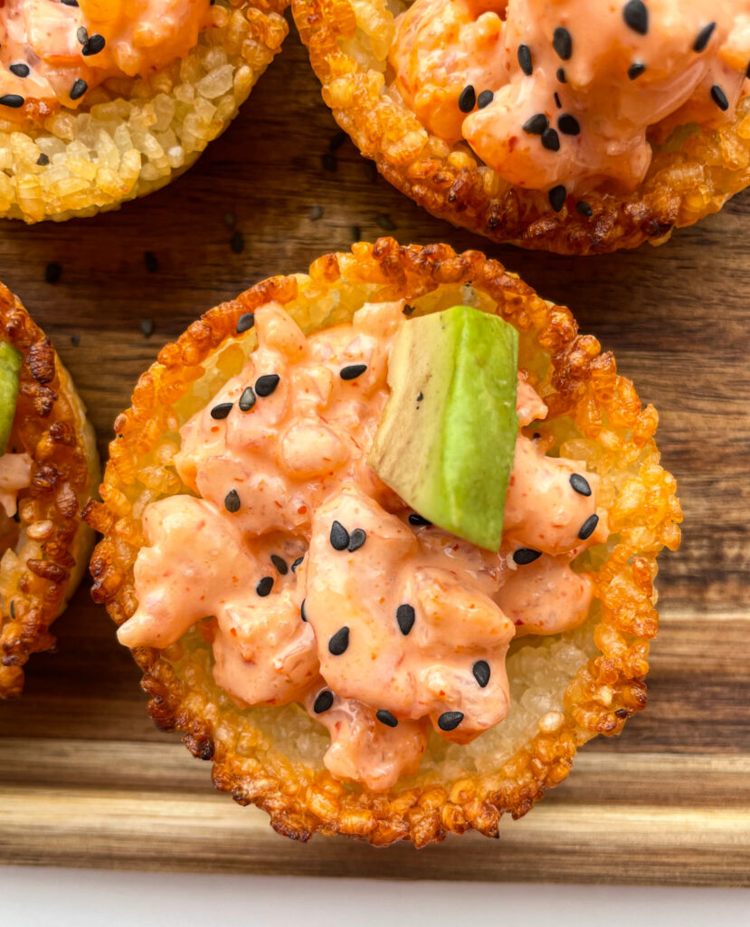 SPICY SHRIMP CRISPY RICE CUPS
