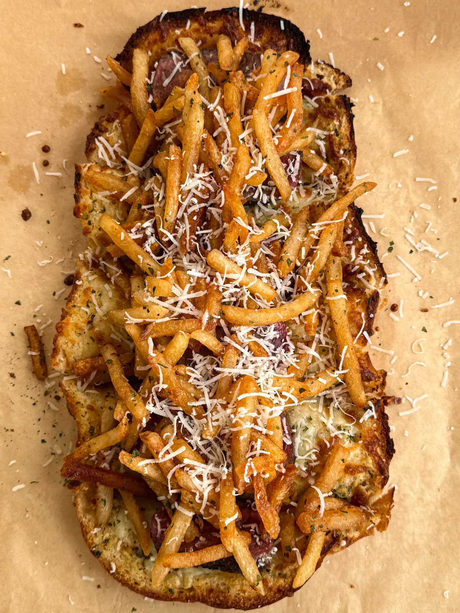 Steak Frites Garlic Bread